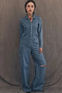 CULT MIA DEANNA UNION SQ DENIM JUMPSUIT