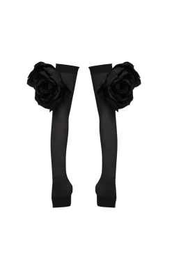 CULT MIA FINGERLESS GLOVES WITH FLORAL EMBELLISHMENTS