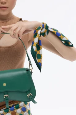 CULT MIA GREEN GEO-STAR SILK SCARF