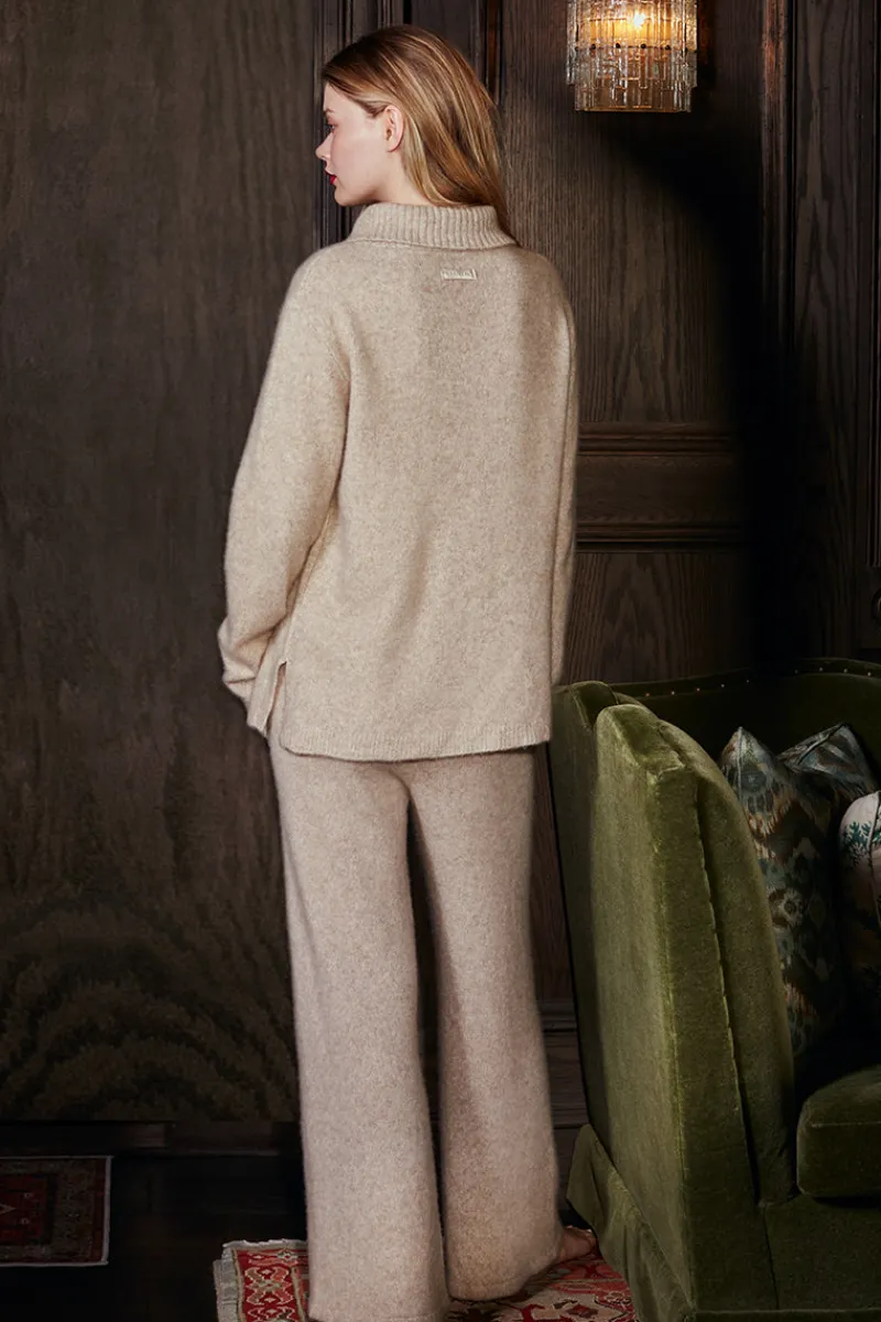 CULT MIA HEATHER SILK CASHMERE PULLOVER IN DUSK