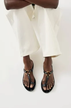 CULT MIA JOVIE BLACK LEATHER SANDALS