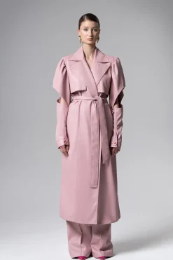 CULT MIA LONG TRENCH IN BLUSH