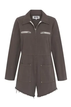 CULT MIA MADI BROWN DENIM ROMPER