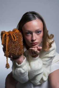 CULT MIA ORANGE HANDMADE GUAJIRA BEADED BAG