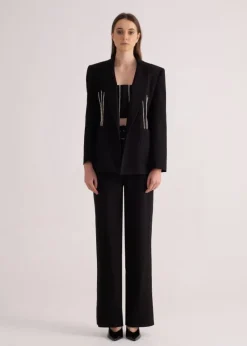 CULT MIA OVERSIZED RHINESTONE EMBELLISHED BLAZER