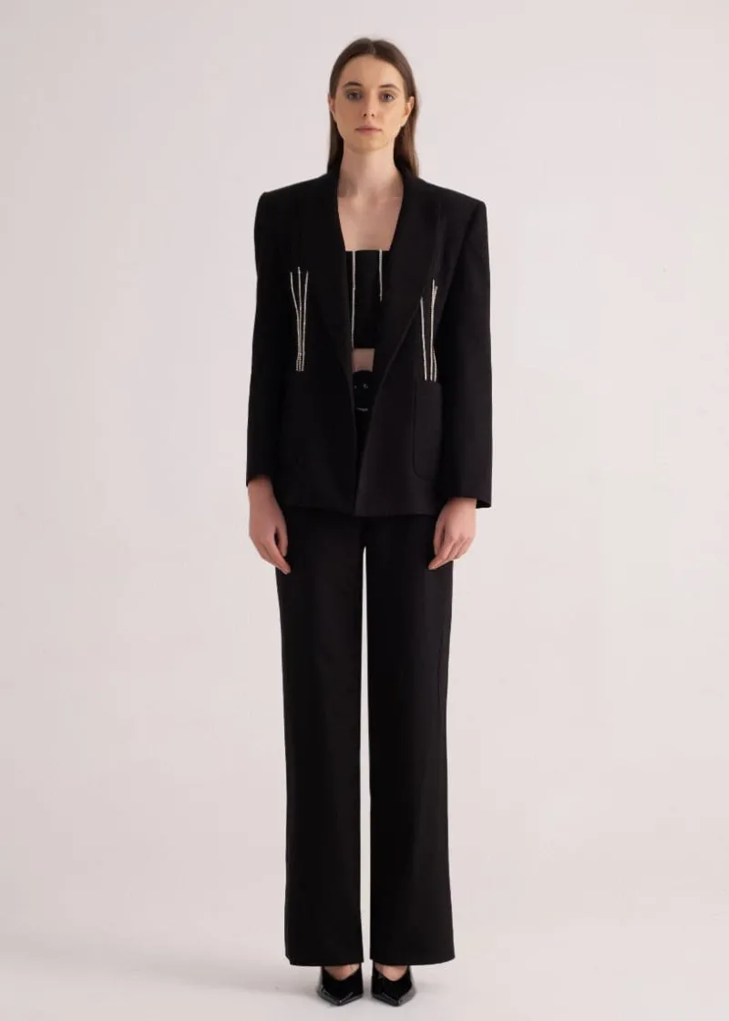 CULT MIA OVERSIZED RHINESTONE EMBELLISHED BLAZER