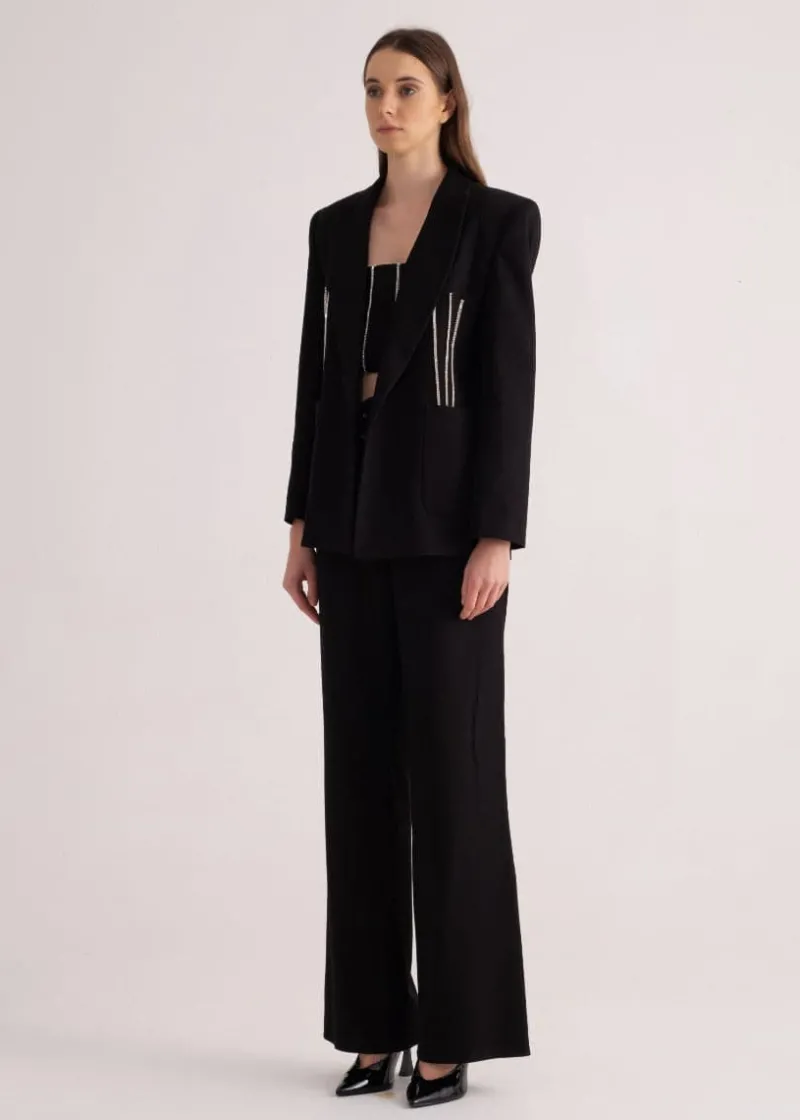 CULT MIA OVERSIZED RHINESTONE EMBELLISHED BLAZER