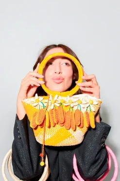 CULT MIA PAPAYAS HAND WOVEN HANDBAG