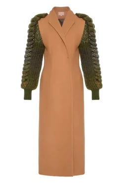 CULT MIA SOFT WOOL PLAITED COAT