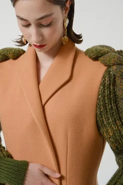 CULT MIA SOFT WOOL PLAITED COAT