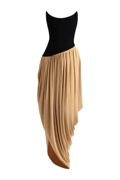 CULT MIA ZOSIA BLACK AND BEIGE MAXI DRESS
