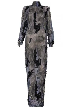 CULT MIA ZUSI BLACK GRAY MIDI DRESS