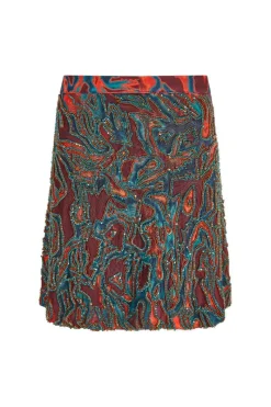 CULT MIA ZUSI KARA BLUE AND ORANGE MINI SKIRT